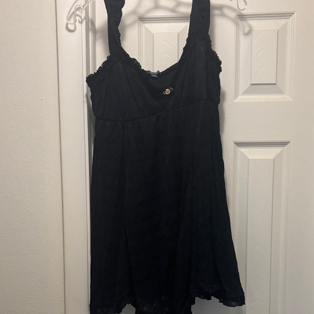 Wild Fable Black Textured Dress with Floral Accent